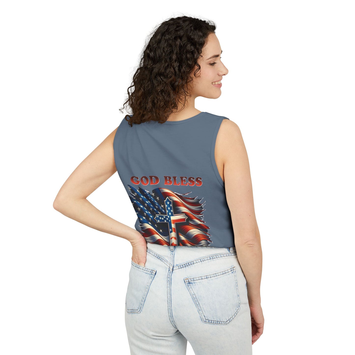 Unisex Garment-Dyed Tank Top "GOD BLESS AMERICA"