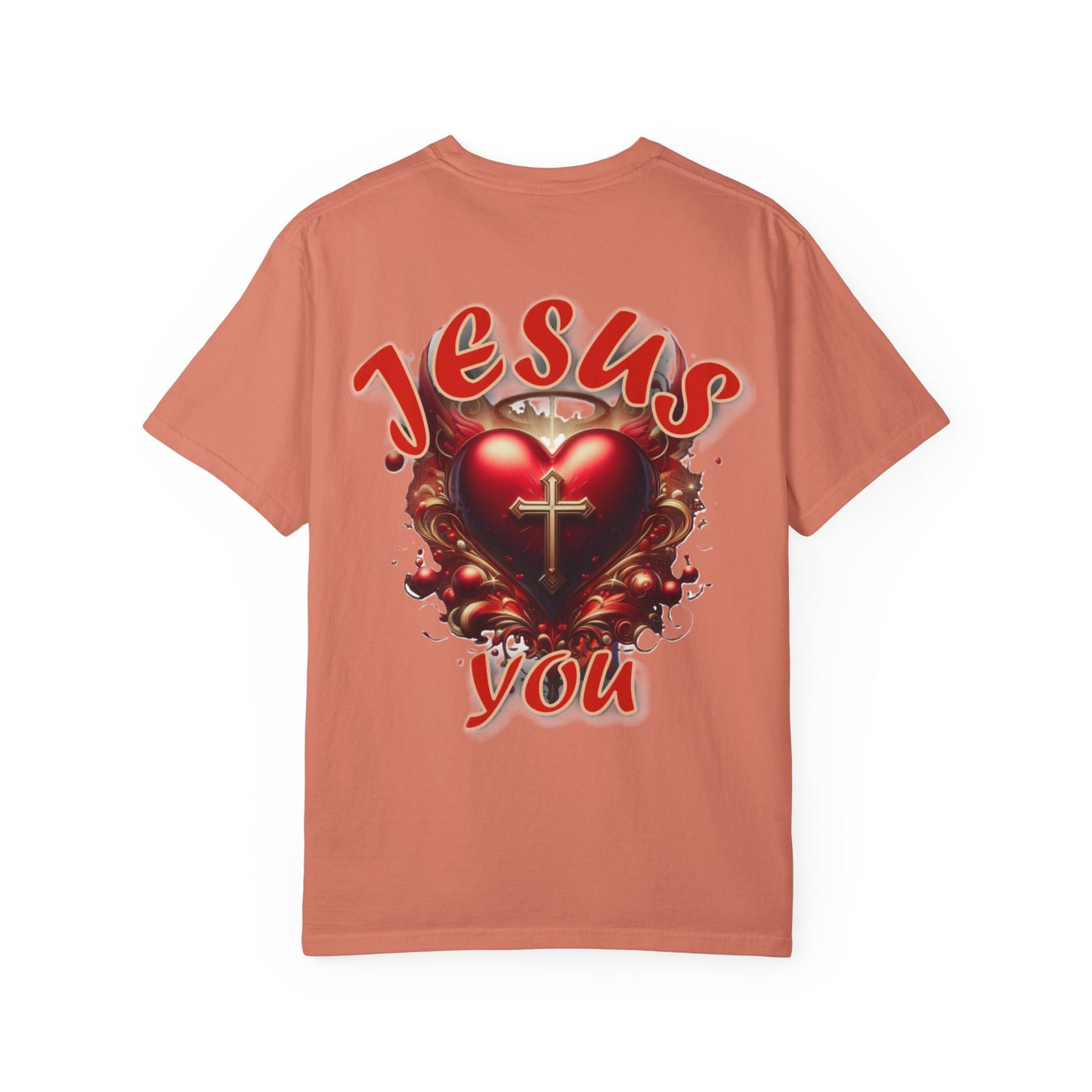 Christian Cross Heart Unisex T-shirt - Jesus Loves You Design