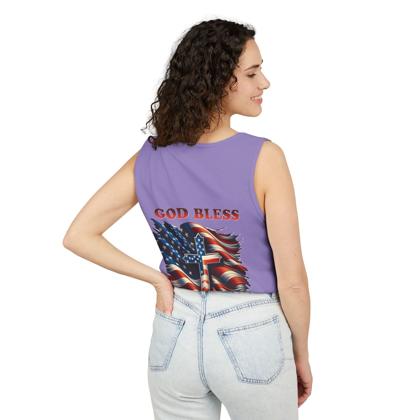Unisex Garment-Dyed Tank Top "GOD BLESS AMERICA"