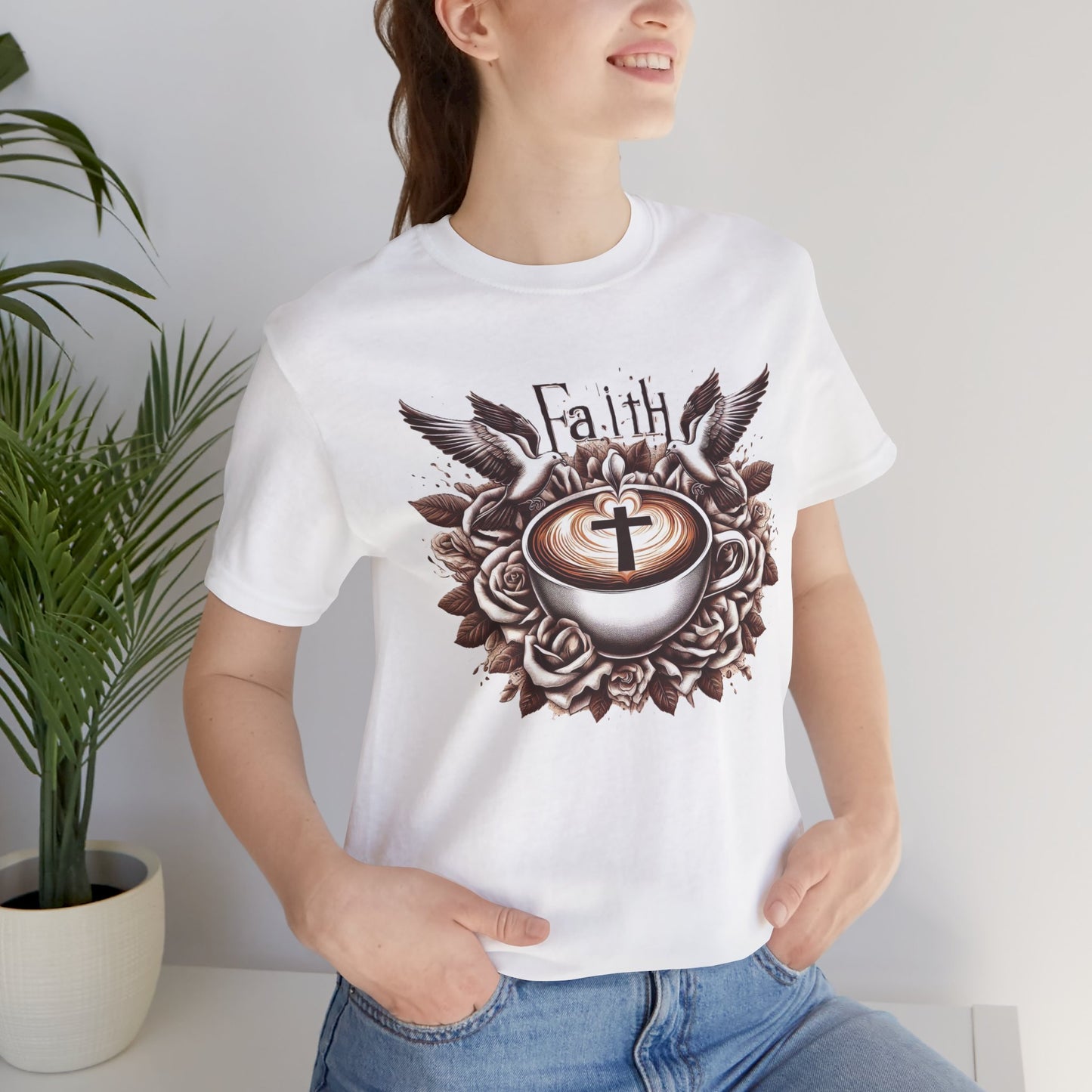 Unisex Jersey Short Sleeve Tee "Faith and Coffee"