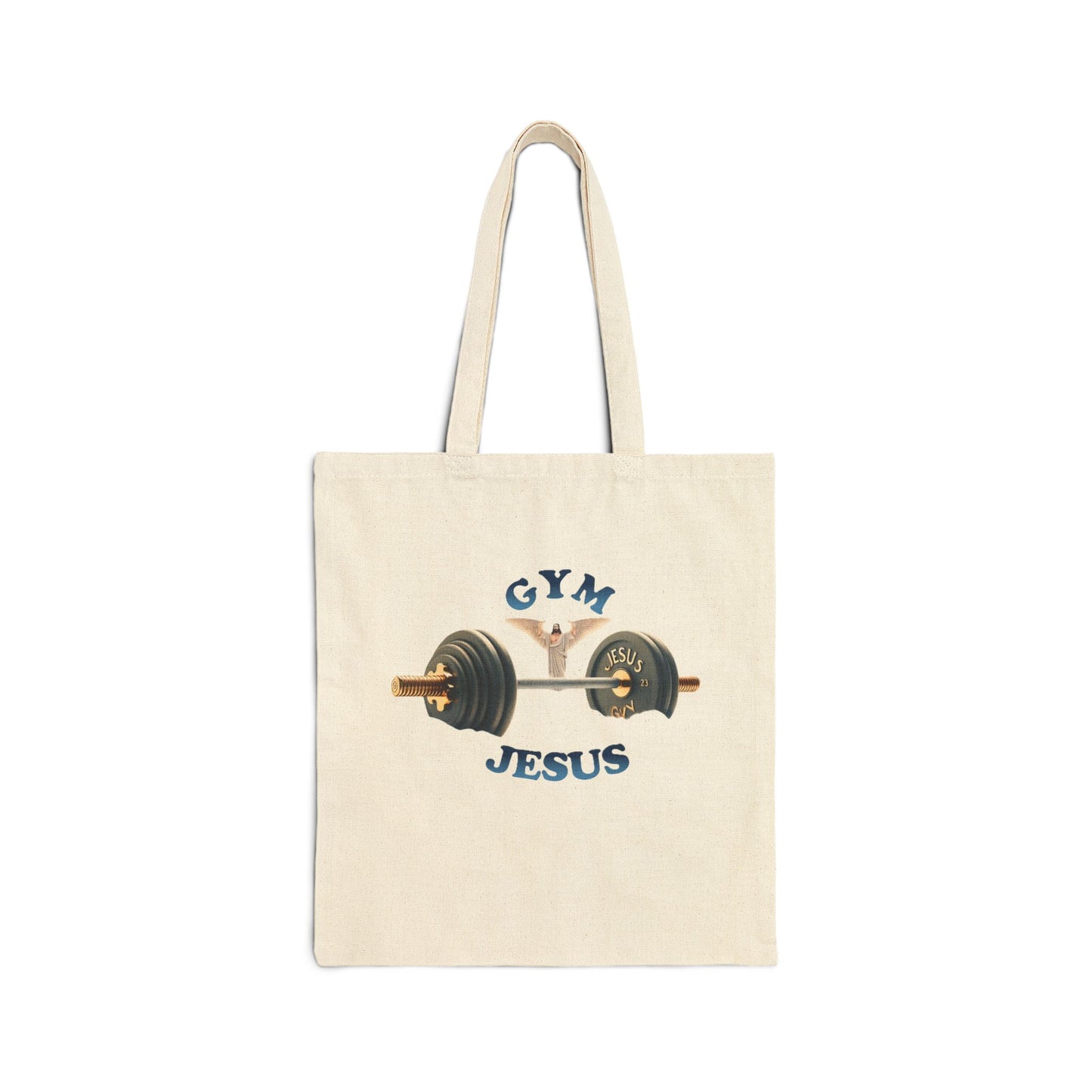 Cotton Canvas Tote Bag "GYM & JESUS"