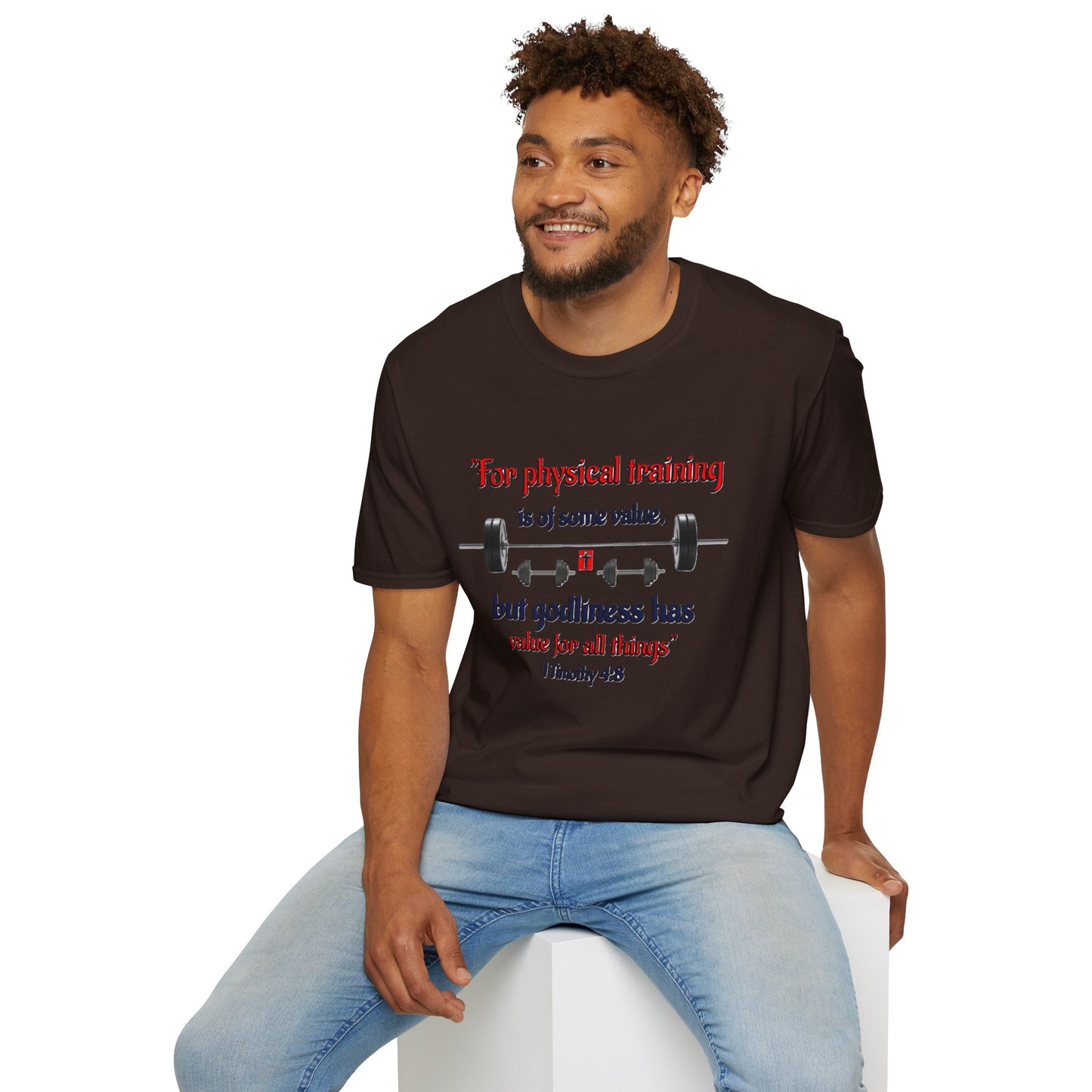Christian Verse Softstyle T-Shirt - 1 Timothy 4:8