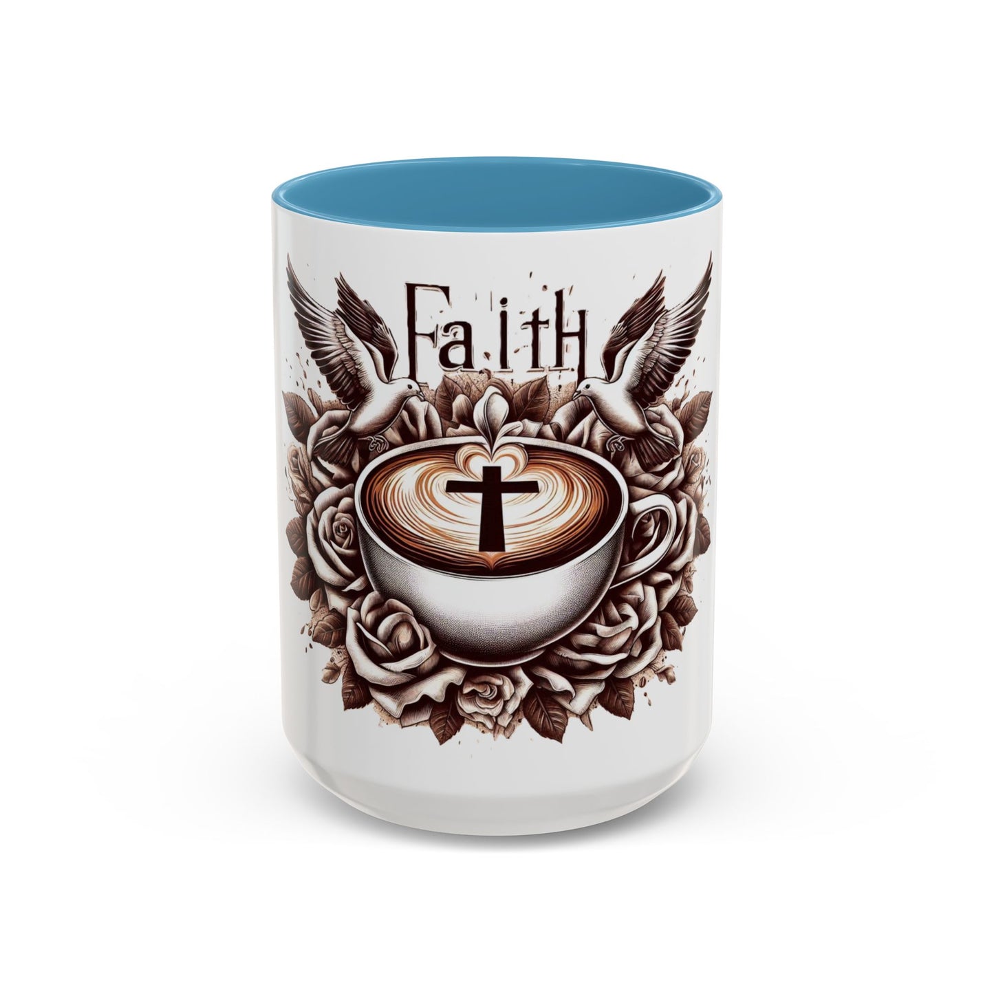 Accent Coffee Mug (11, 15oz) "Faith & Coffee"