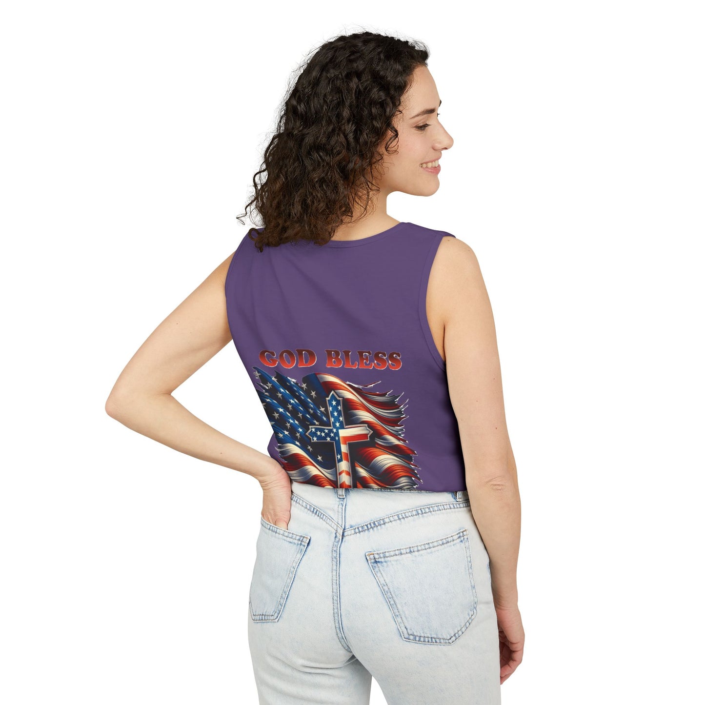 Unisex Garment-Dyed Tank Top "GOD BLESS AMERICA"