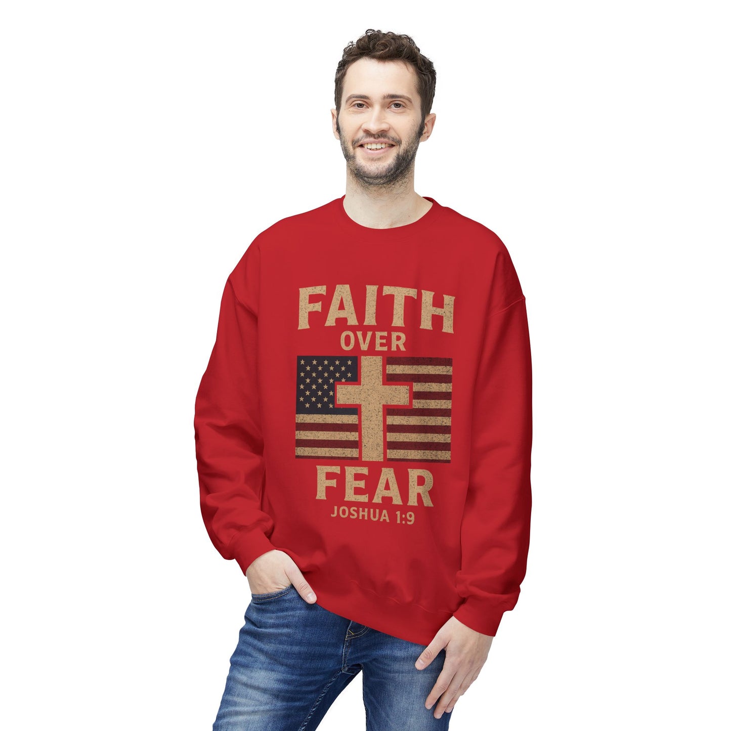 Faith Over Fear Christian Cross Sweatshirt