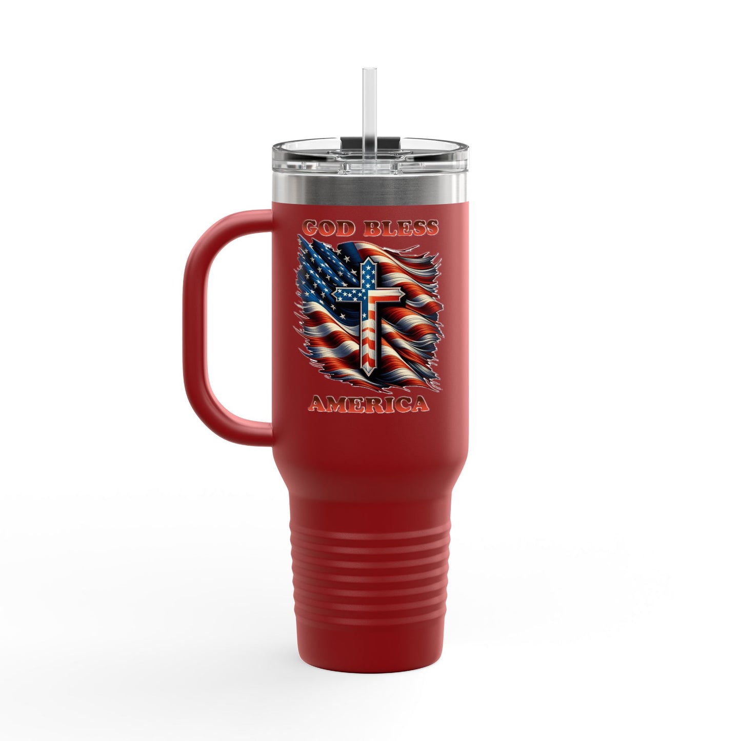Insulated Travel Mug, 40oz "GOD BLESS AMERICA"