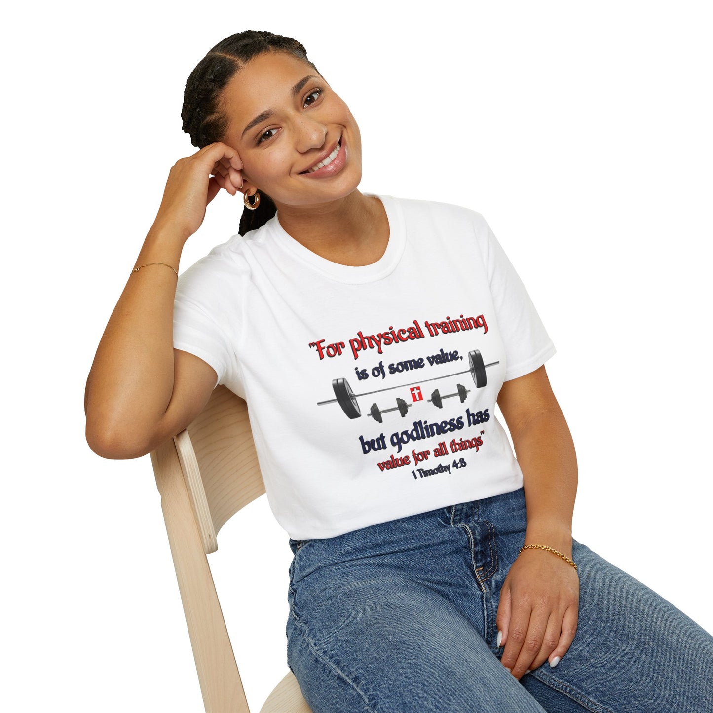 Christian Verse Softstyle T-Shirt - 1 Timothy 4:8