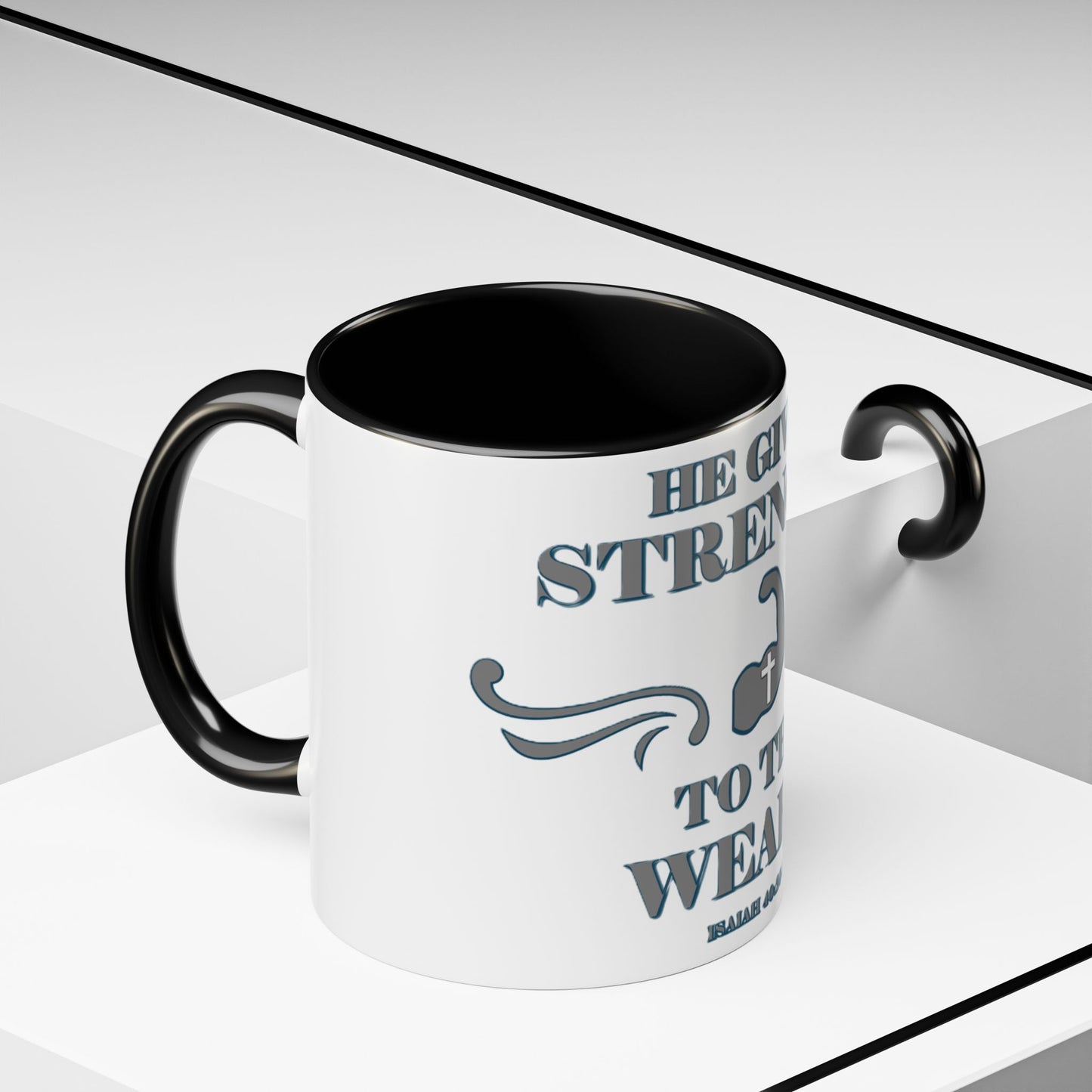 Mug - Bible Verse Isaiah 40:29-31 'He gives Strength to the Weary'