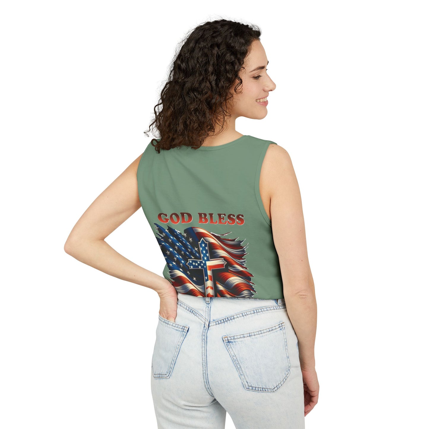 Unisex Garment-Dyed Tank Top "GOD BLESS AMERICA"