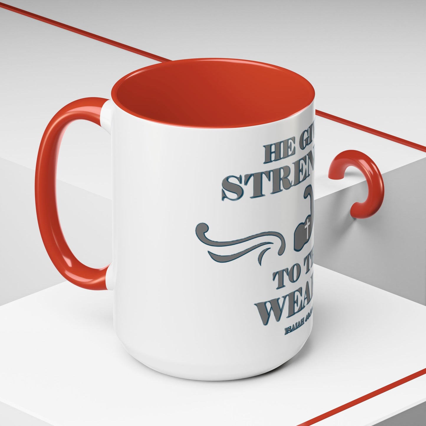 Mug - Bible Verse Isaiah 40:29-31 'He gives Strength to the Weary'