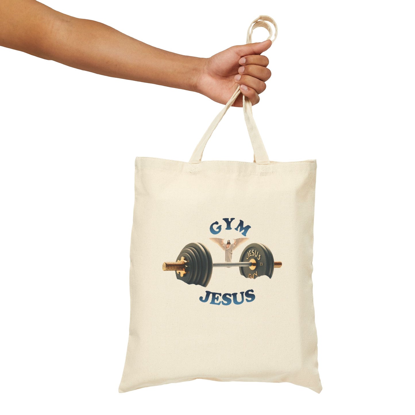 Cotton Canvas Tote Bag "GYM & JESUS"