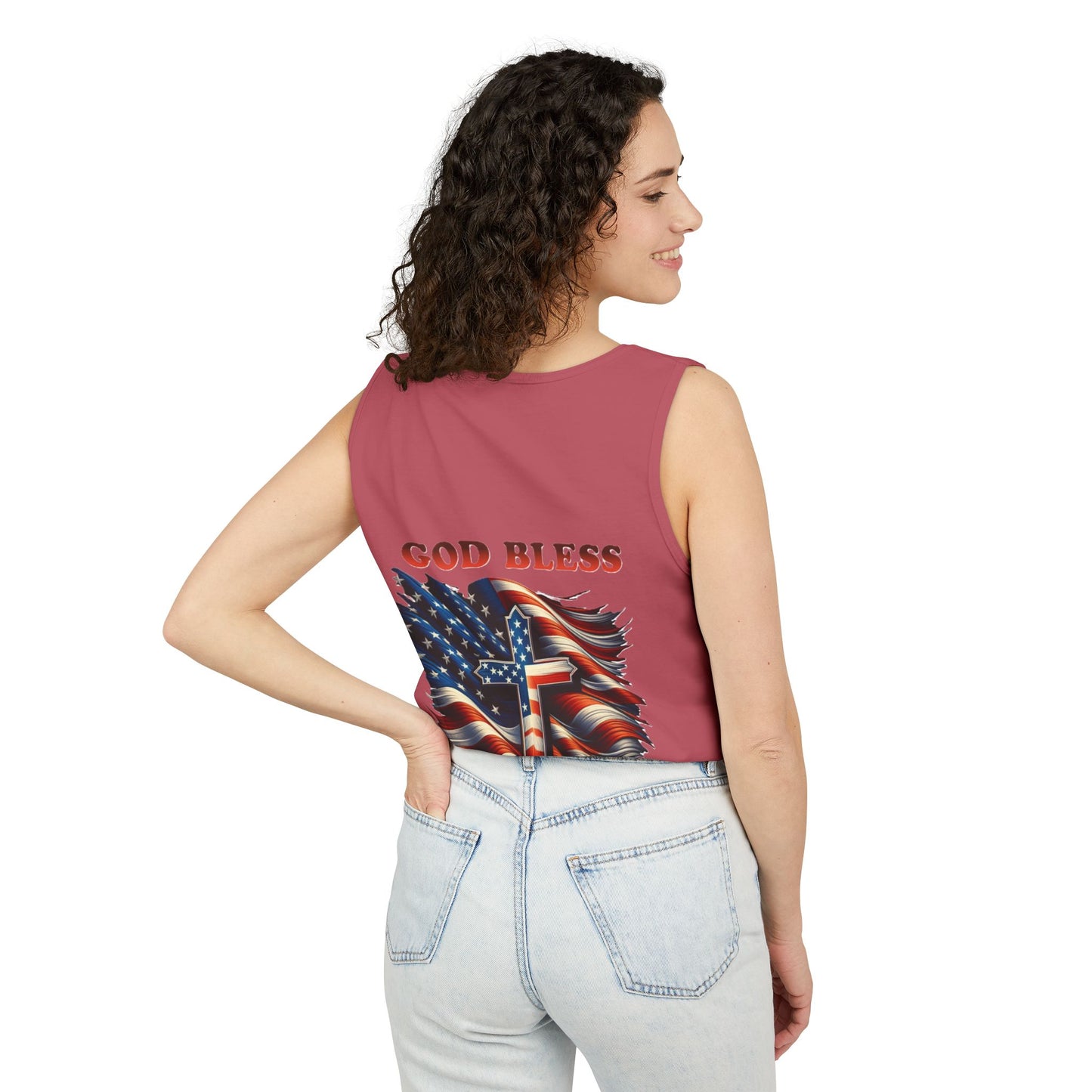 Unisex Garment-Dyed Tank Top "GOD BLESS AMERICA"
