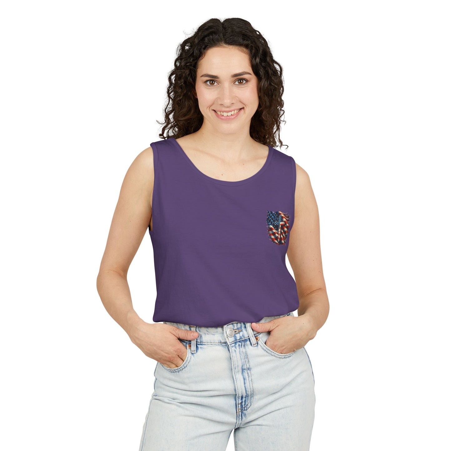 Unisex Garment-Dyed Tank Top "GOD BLESS AMERICA"