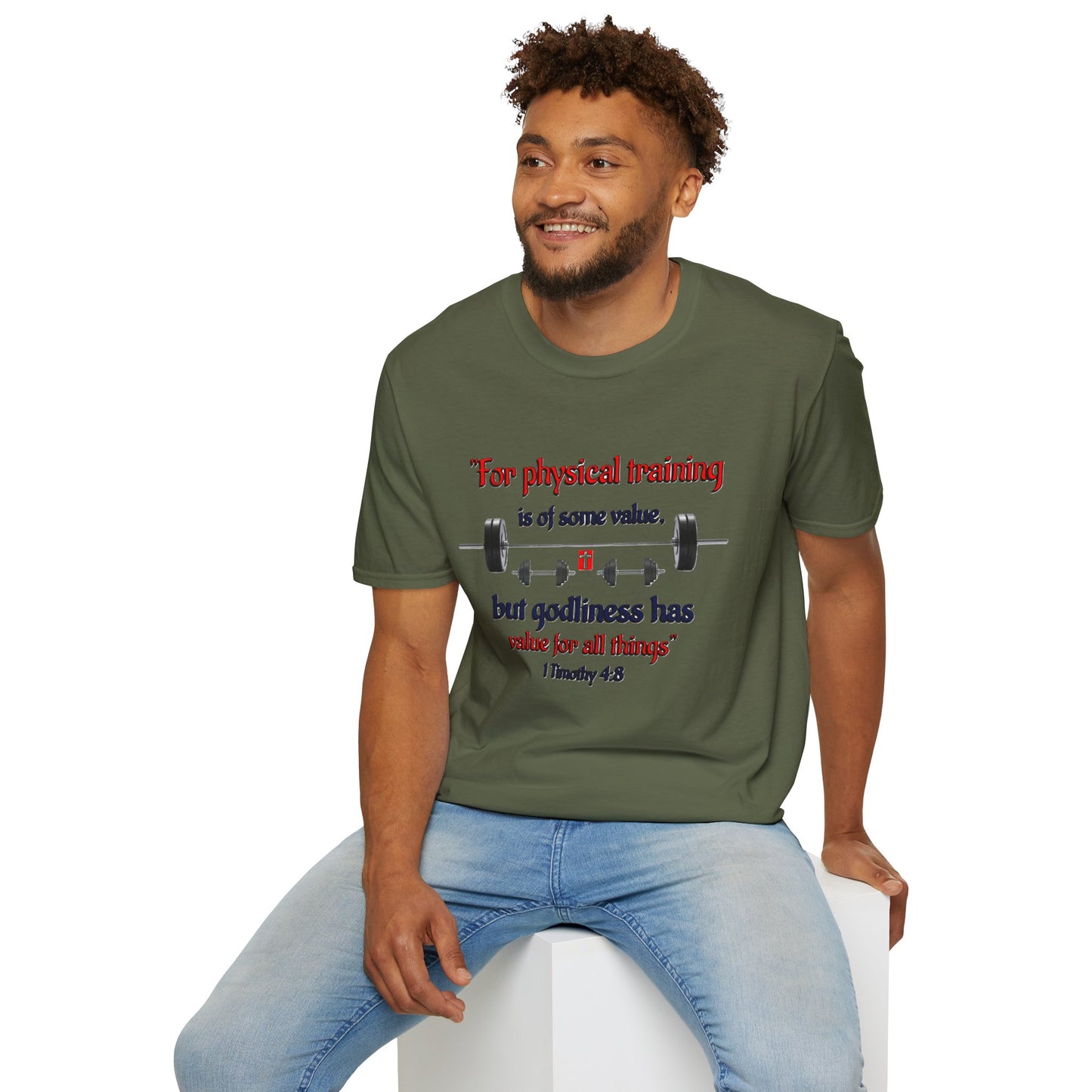Christian Verse Softstyle T-Shirt - 1 Timothy 4:8