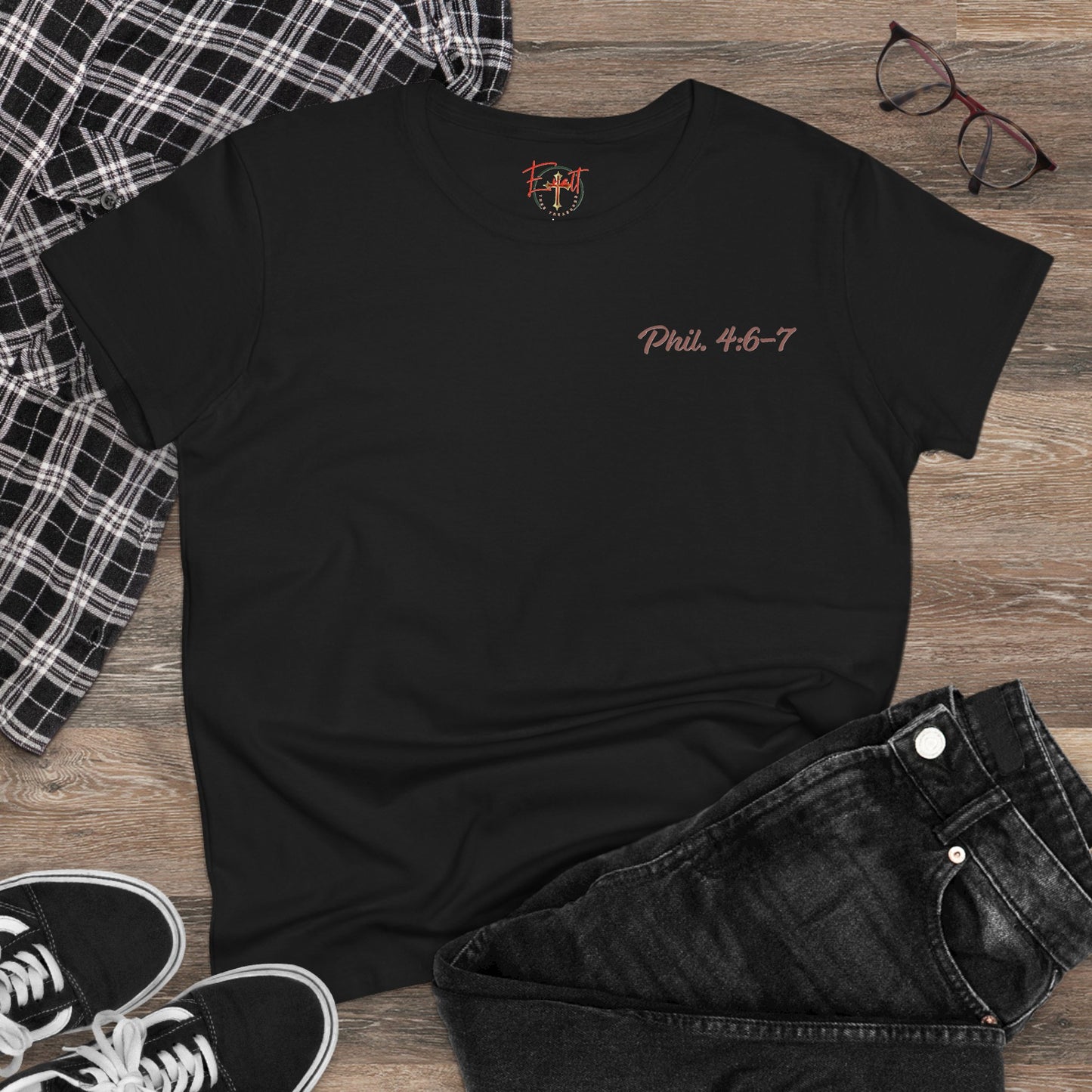 Women's Tee with Heart and Praying Hands Design