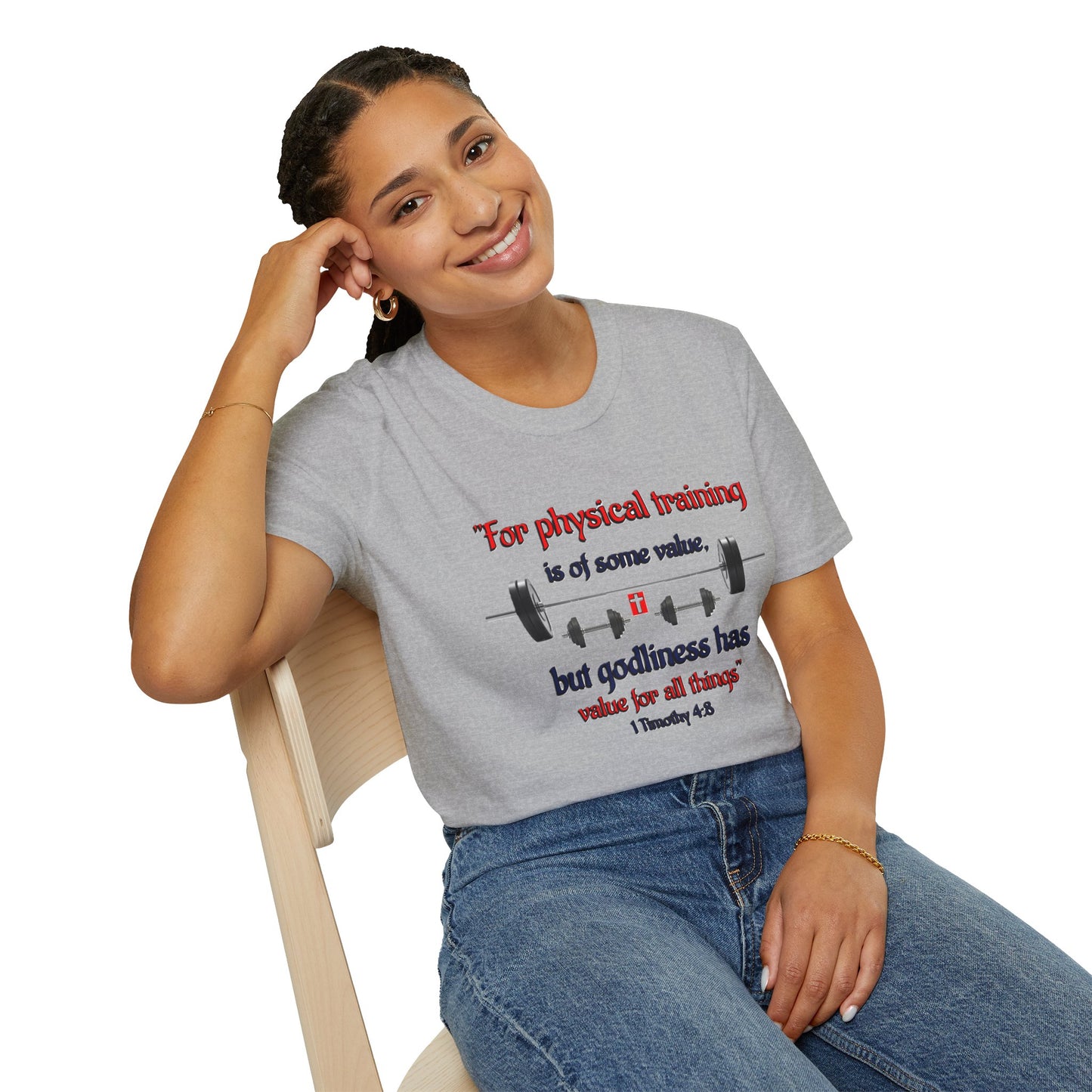 Christian Verse Softstyle T-Shirt - 1 Timothy 4:8