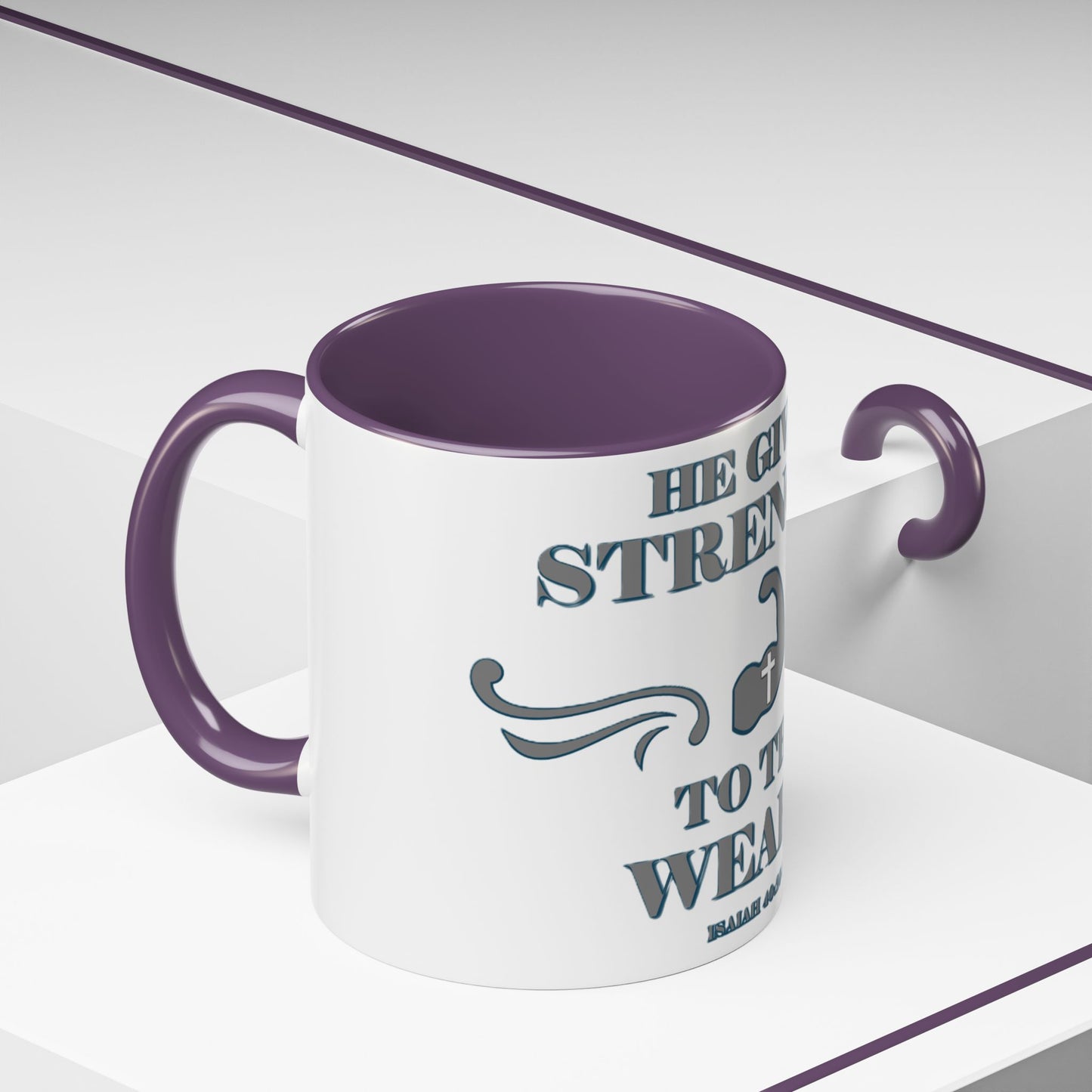 Mug - Bible Verse Isaiah 40:29-31 'He gives Strength to the Weary'