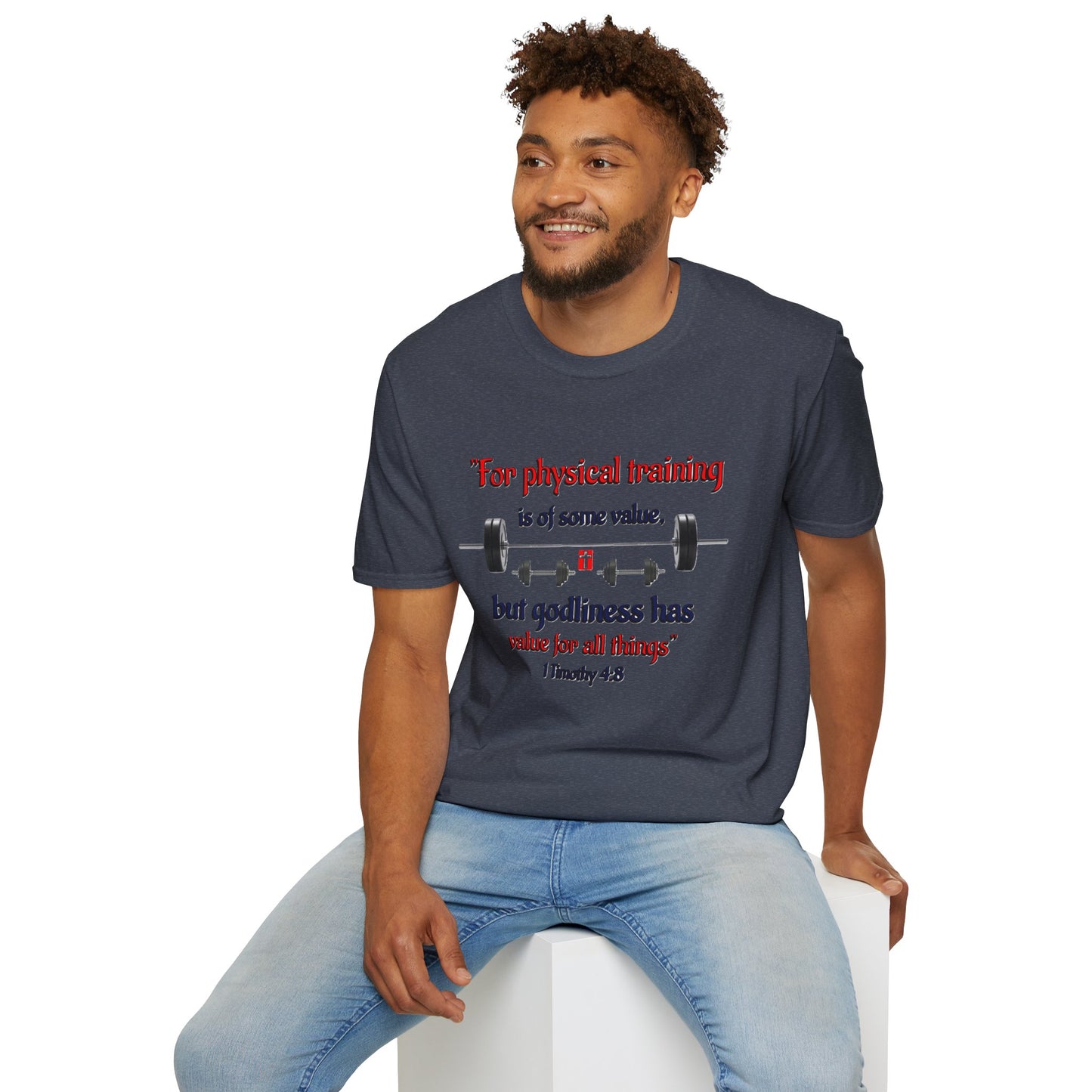 Christian Verse Softstyle T-Shirt - 1 Timothy 4:8