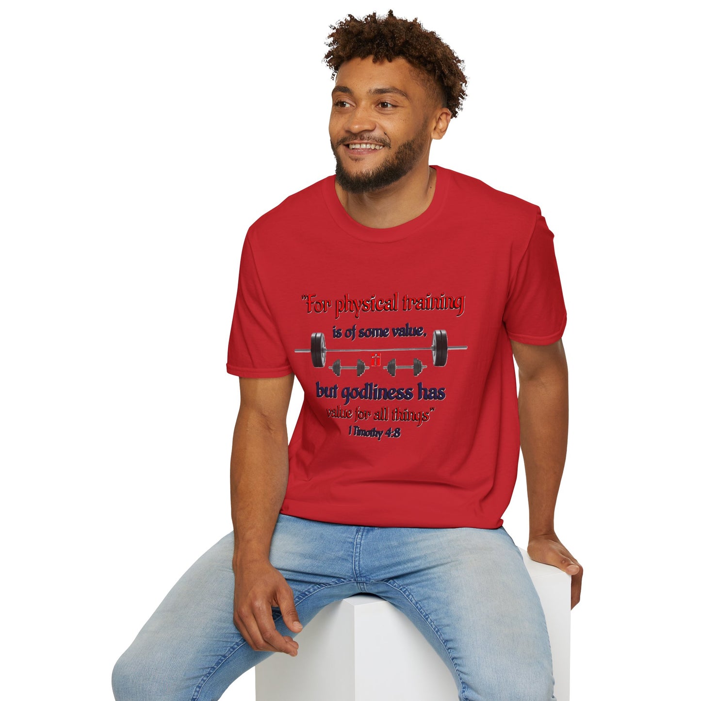 Christian Verse Softstyle T-Shirt - 1 Timothy 4:8