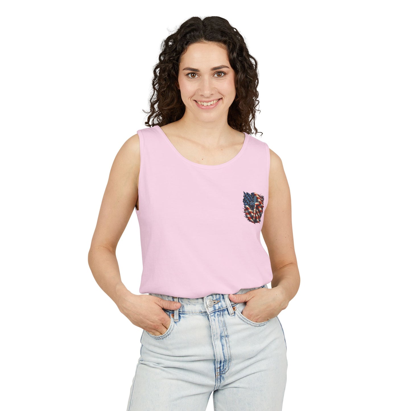 Unisex Garment-Dyed Tank Top "GOD BLESS AMERICA"