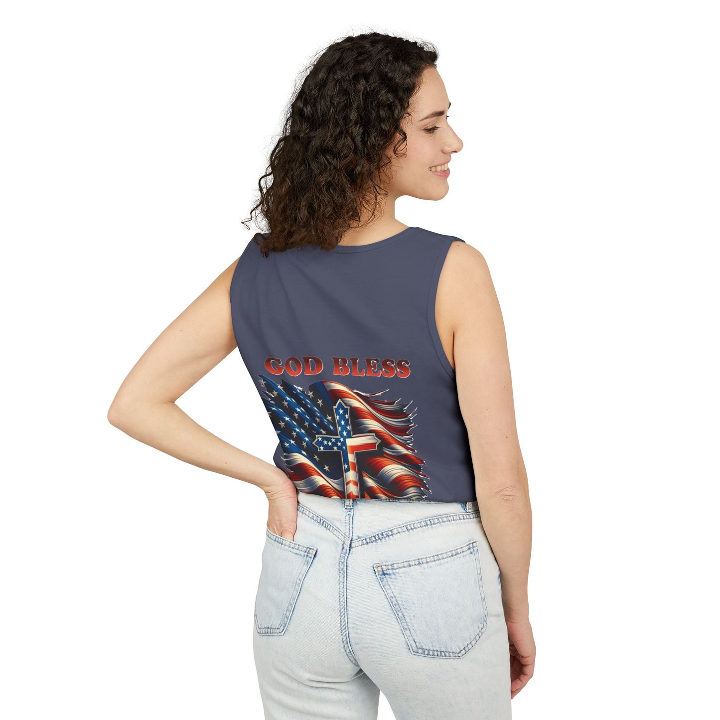 Unisex Garment-Dyed Tank Top "GOD BLESS AMERICA"