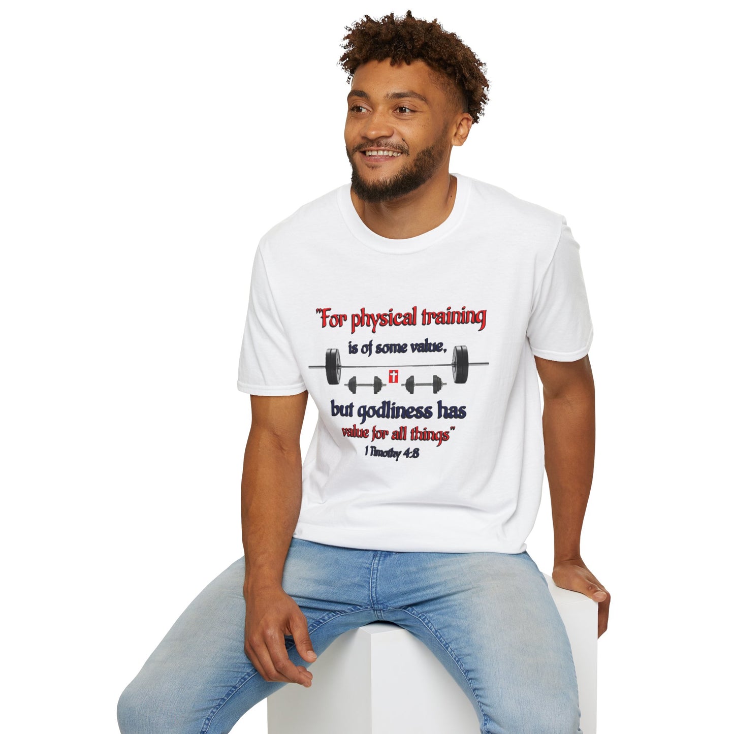 Christian Verse Softstyle T-Shirt - 1 Timothy 4:8