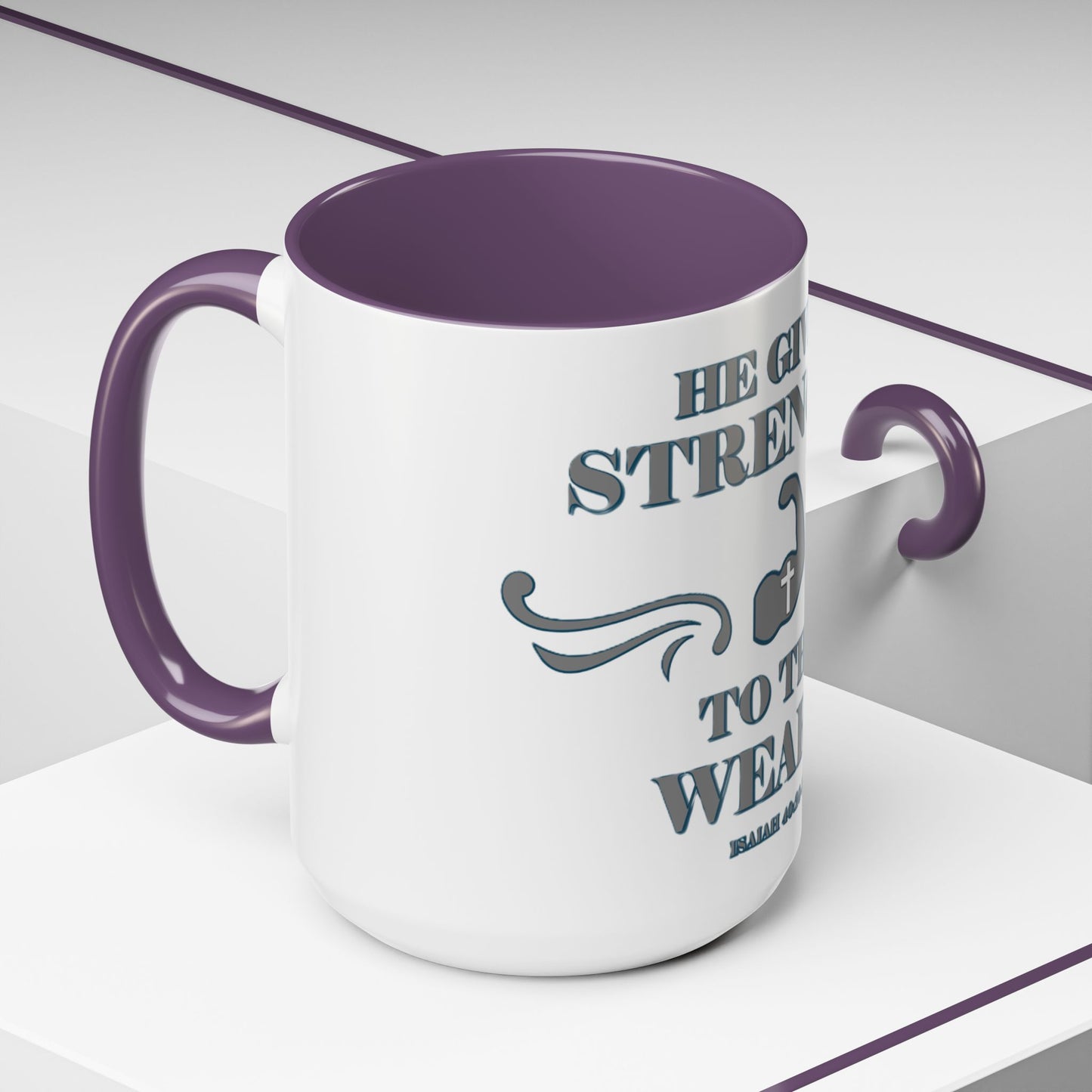 Mug - Bible Verse Isaiah 40:29-31 'He gives Strength to the Weary'