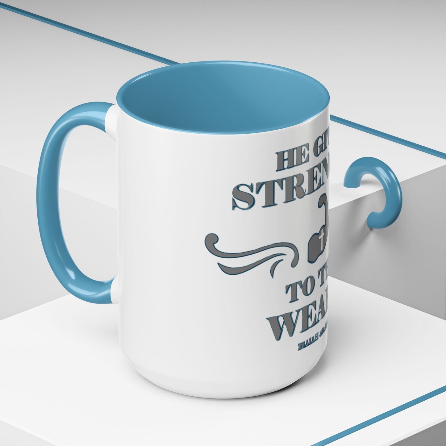 Mug - Bible Verse Isaiah 40:29-31 'He gives Strength to the Weary'