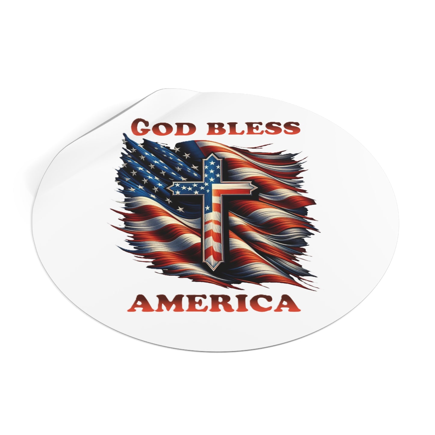 Round Vinyl Stickers "GOD BLESS AMERICA"