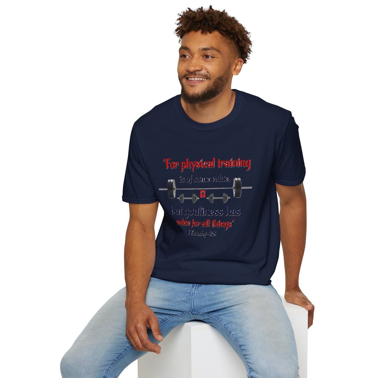 Christian Verse Softstyle T-Shirt - 1 Timothy 4:8