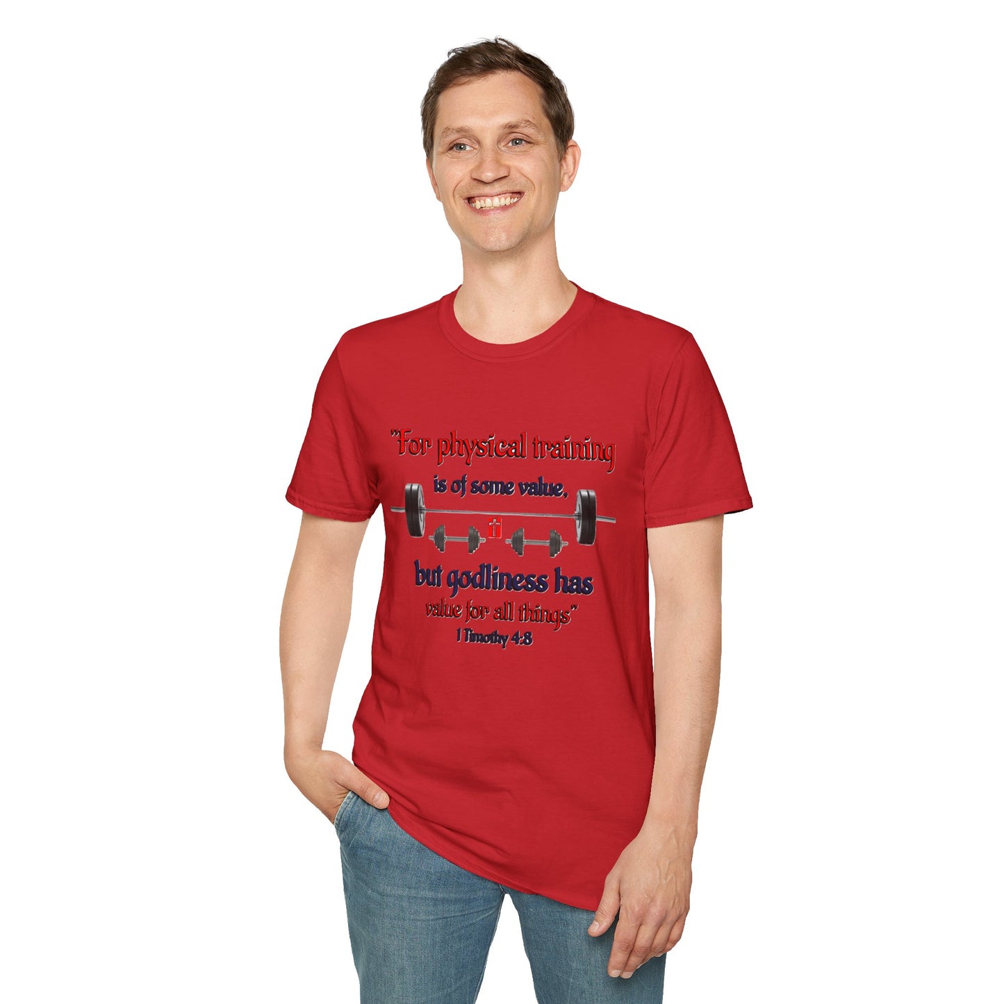 Christian Verse Softstyle T-Shirt - 1 Timothy 4:8