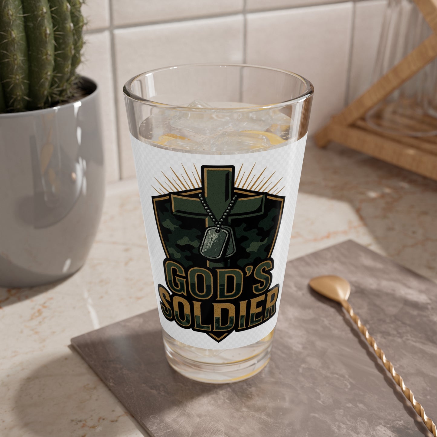 God's Soldier Mixing Glass — 16oz Cocktail Glass