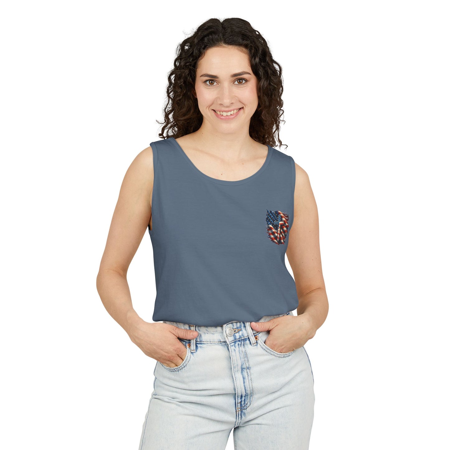 Unisex Garment-Dyed Tank Top "GOD BLESS AMERICA"