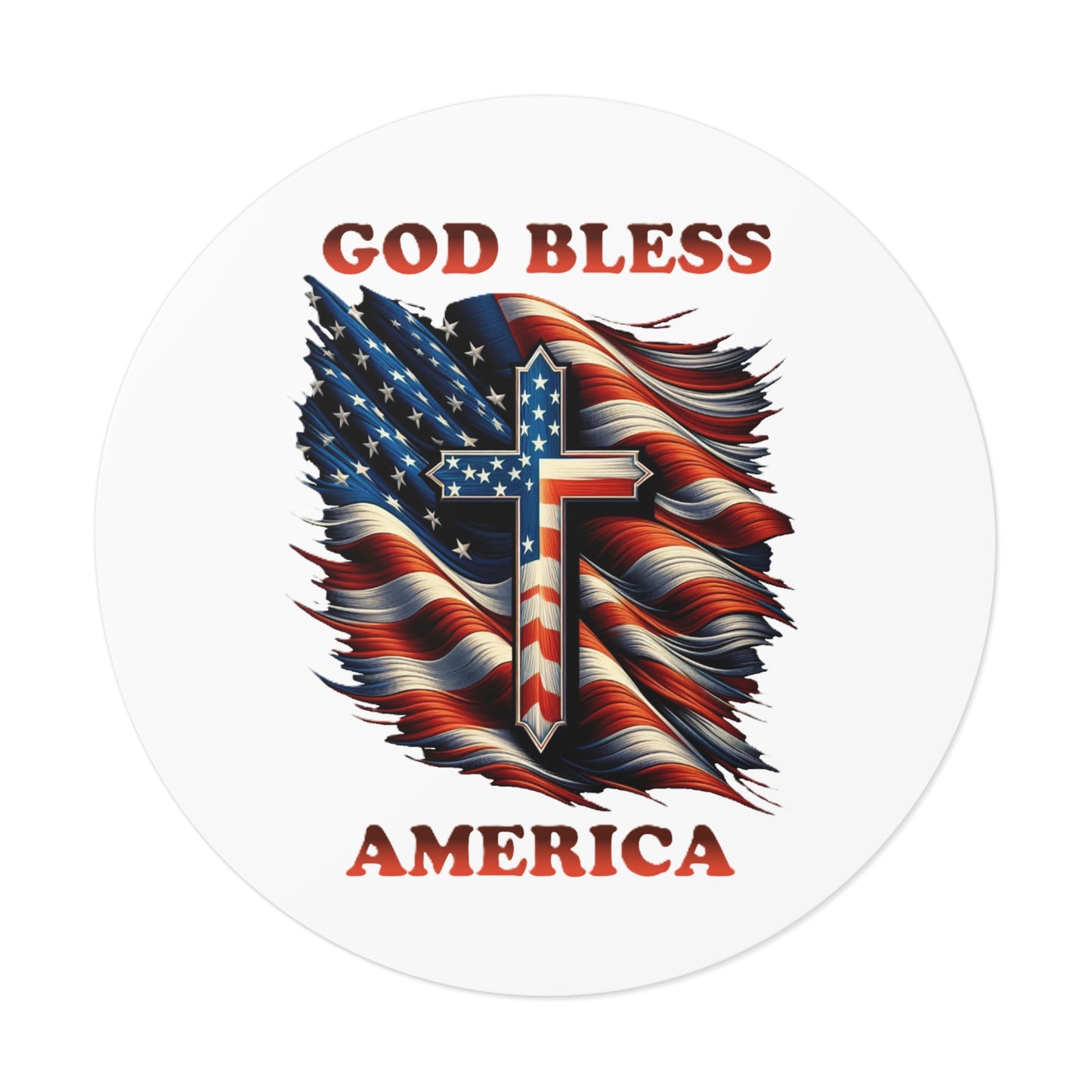 Round Vinyl Stickers "GOD BLESS AMERICA"