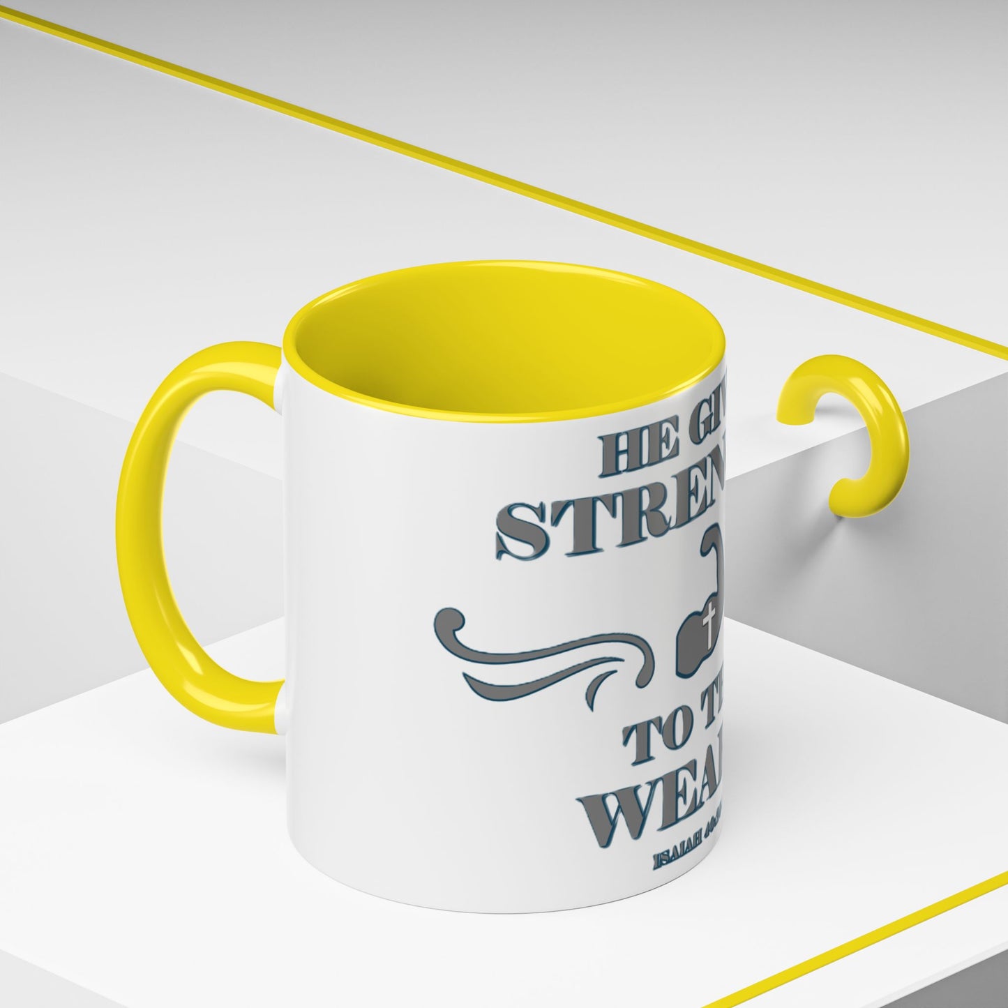 Mug - Bible Verse Isaiah 40:29-31 'He gives Strength to the Weary'