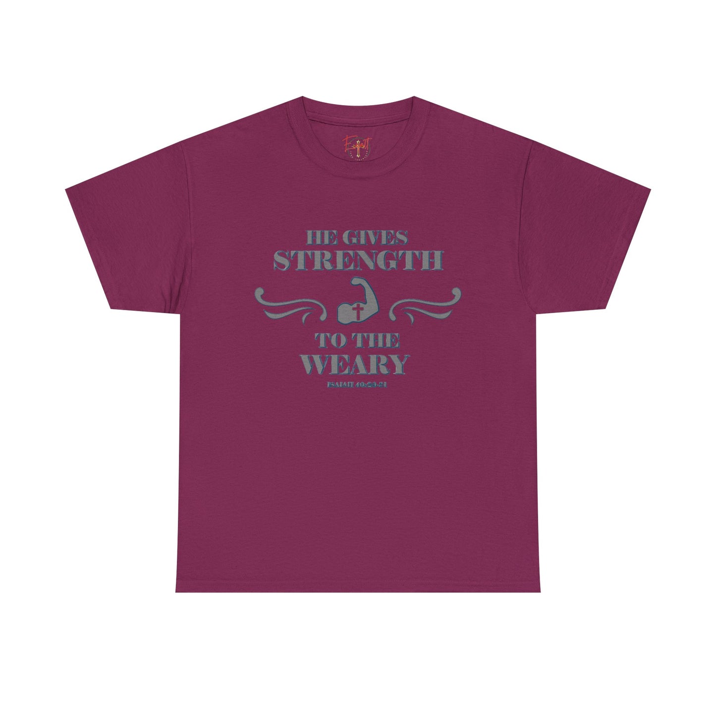 Copy of Christian Tee - Bible Verse Isaiah 40:29-31 'He gives Strength to the Weary'