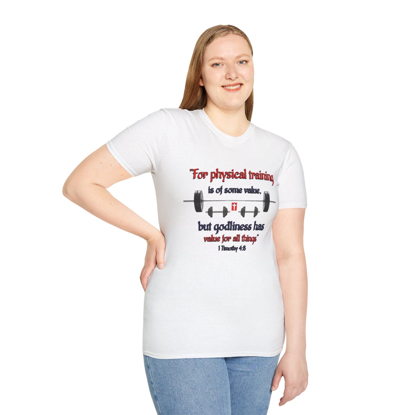 Christian Verse Softstyle T-Shirt - 1 Timothy 4:8
