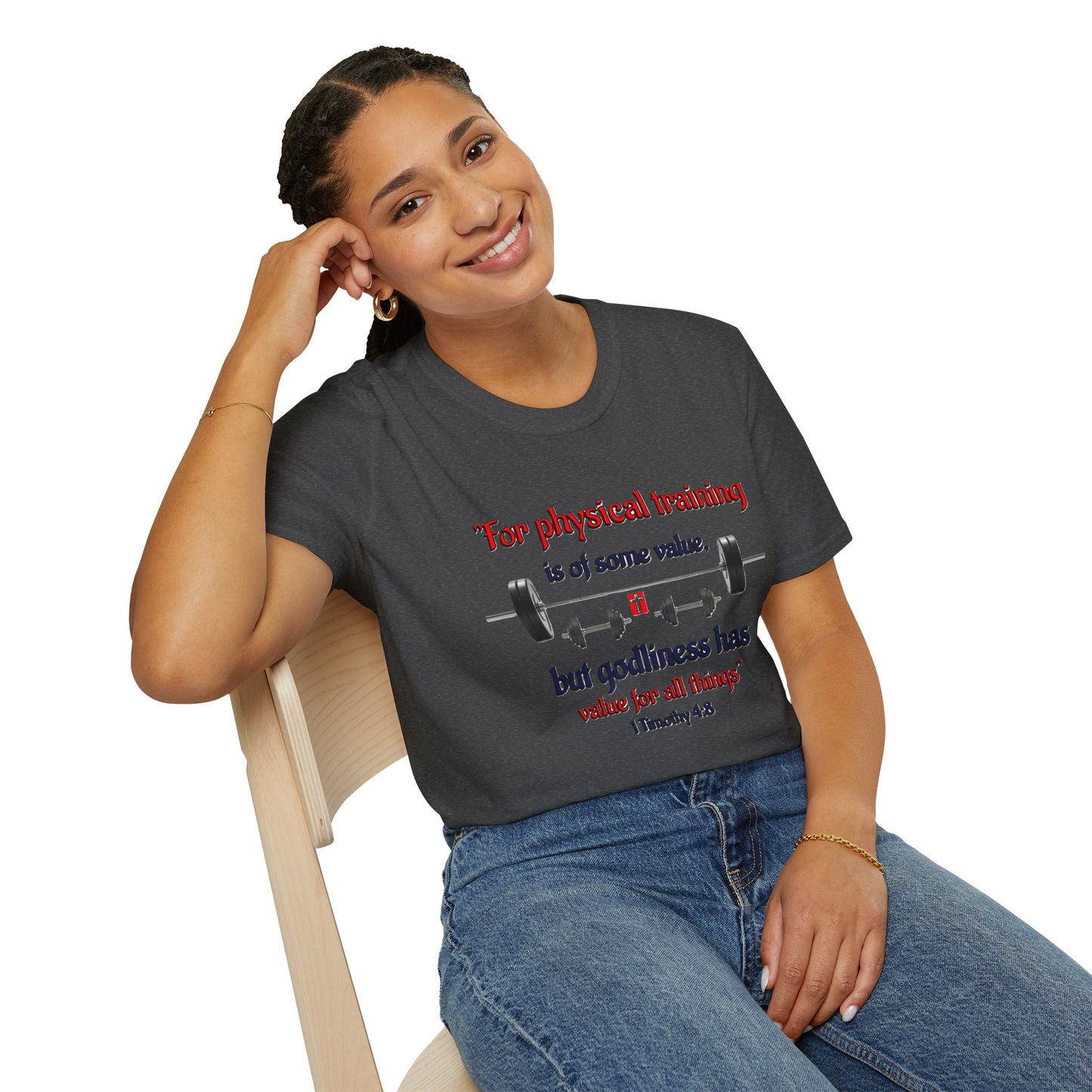 Christian Verse Softstyle T-Shirt - 1 Timothy 4:8