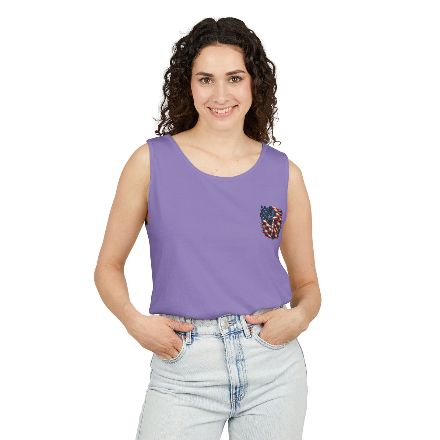 Unisex Garment-Dyed Tank Top "GOD BLESS AMERICA"