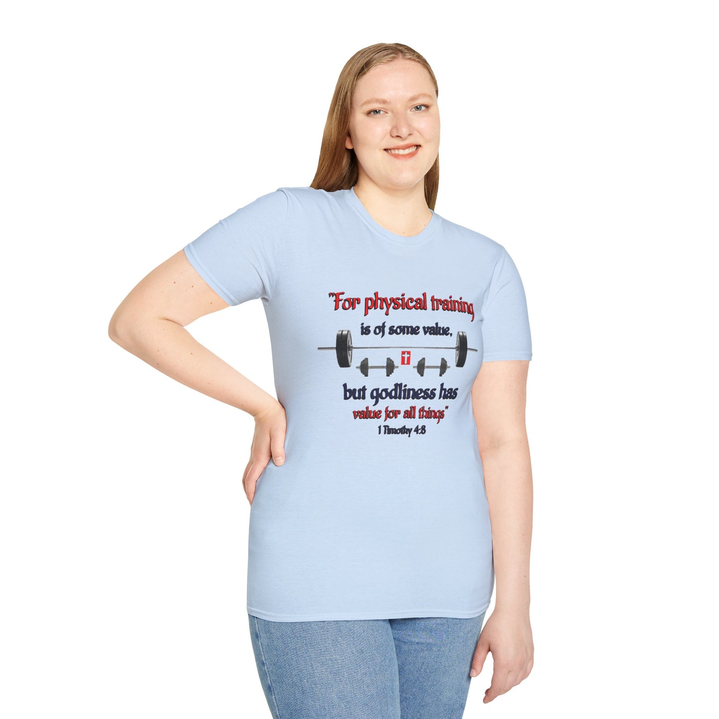 Christian Verse Softstyle T-Shirt - 1 Timothy 4:8