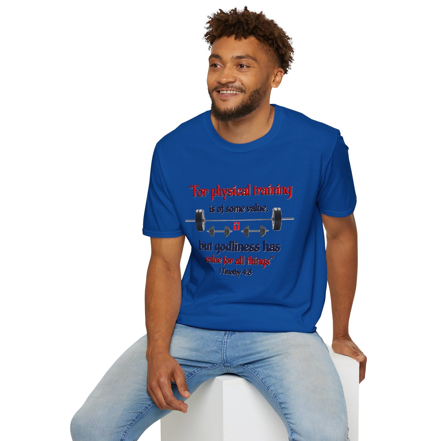 Christian Verse Softstyle T-Shirt - 1 Timothy 4:8