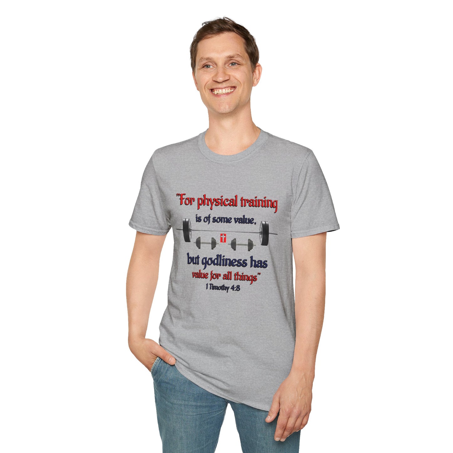 Christian Verse Softstyle T-Shirt - 1 Timothy 4:8