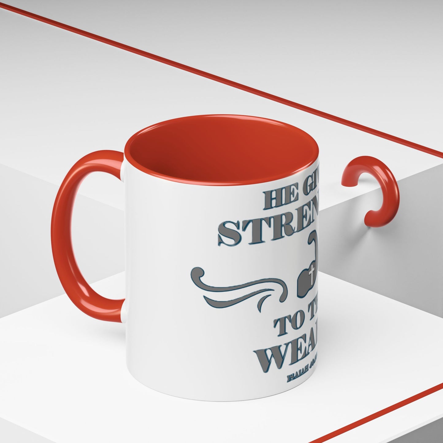 Mug - Bible Verse Isaiah 40:29-31 'He gives Strength to the Weary'