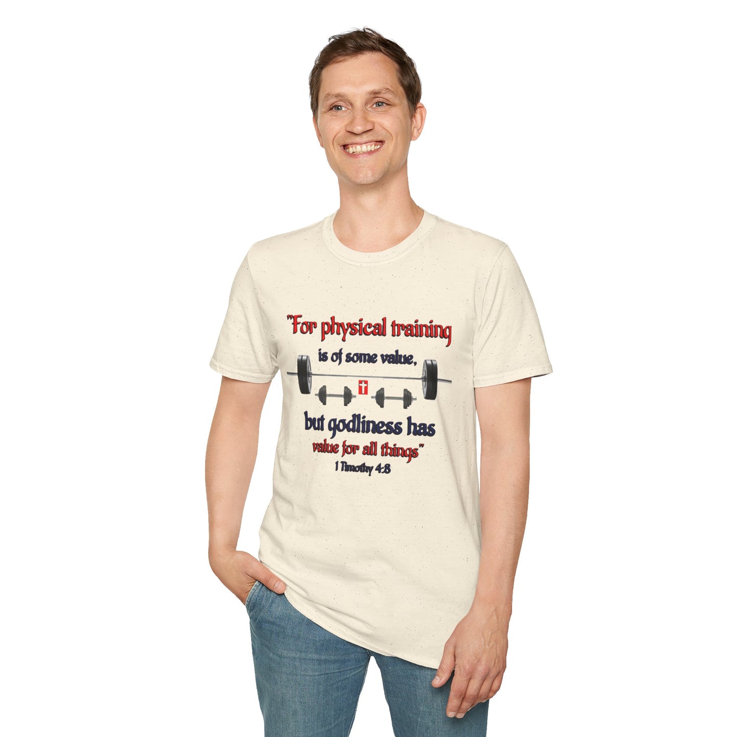 Christian Verse Softstyle T-Shirt - 1 Timothy 4:8