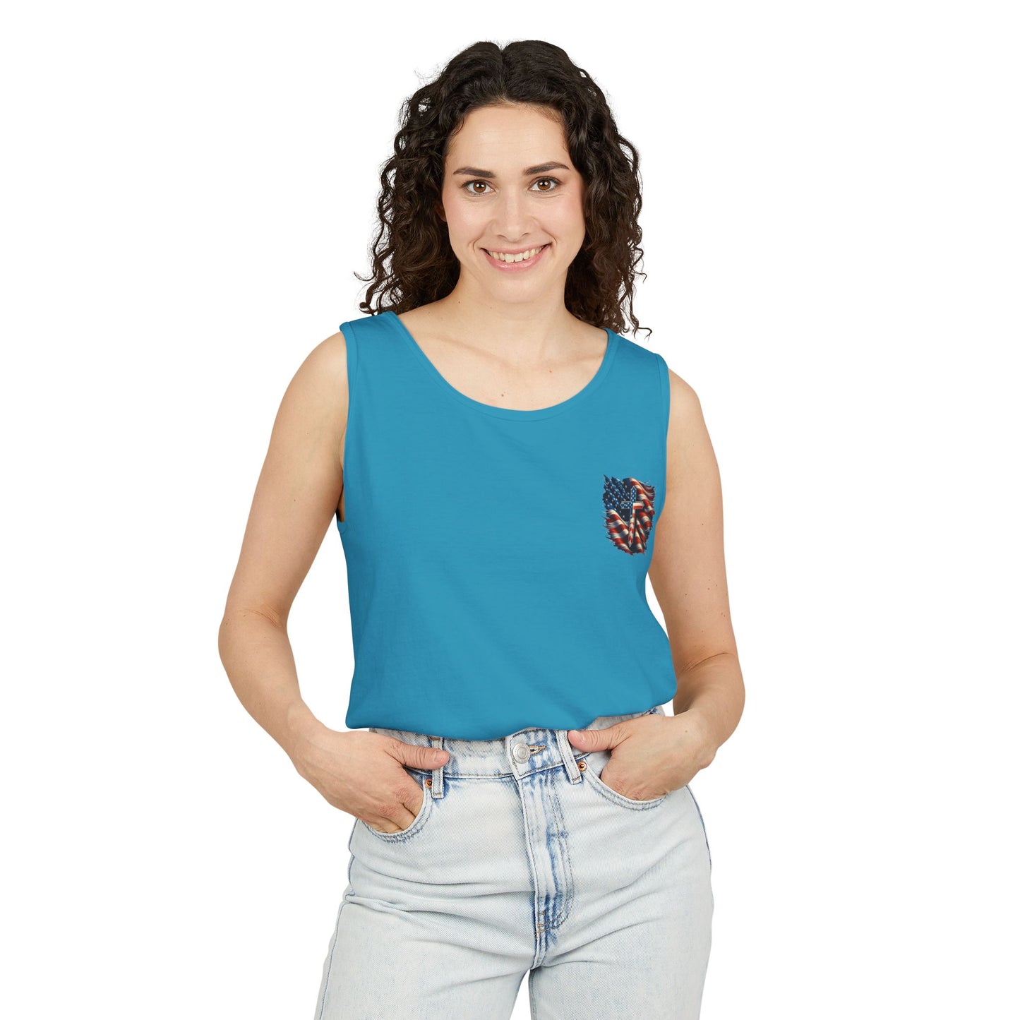 Unisex Garment-Dyed Tank Top "GOD BLESS AMERICA"