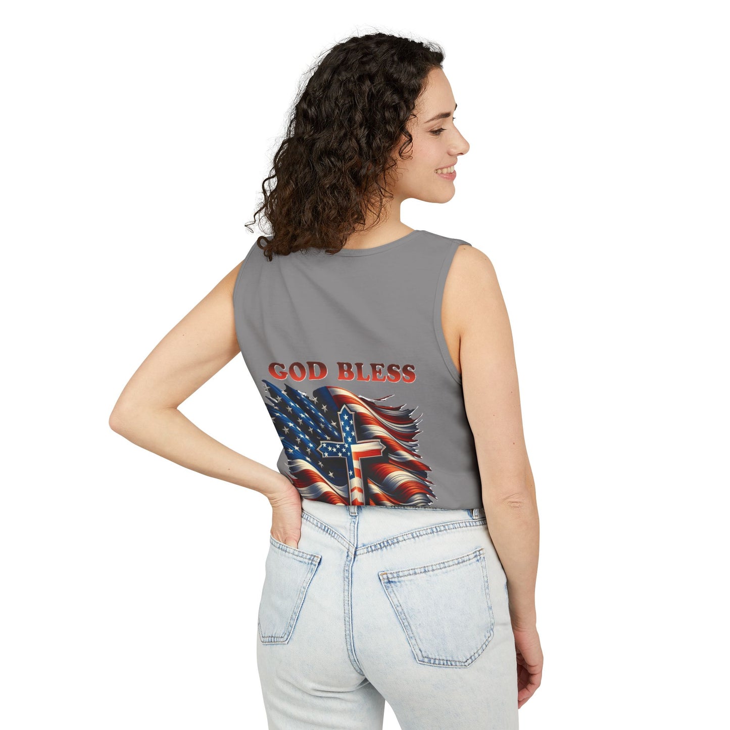 Unisex Garment-Dyed Tank Top "GOD BLESS AMERICA"