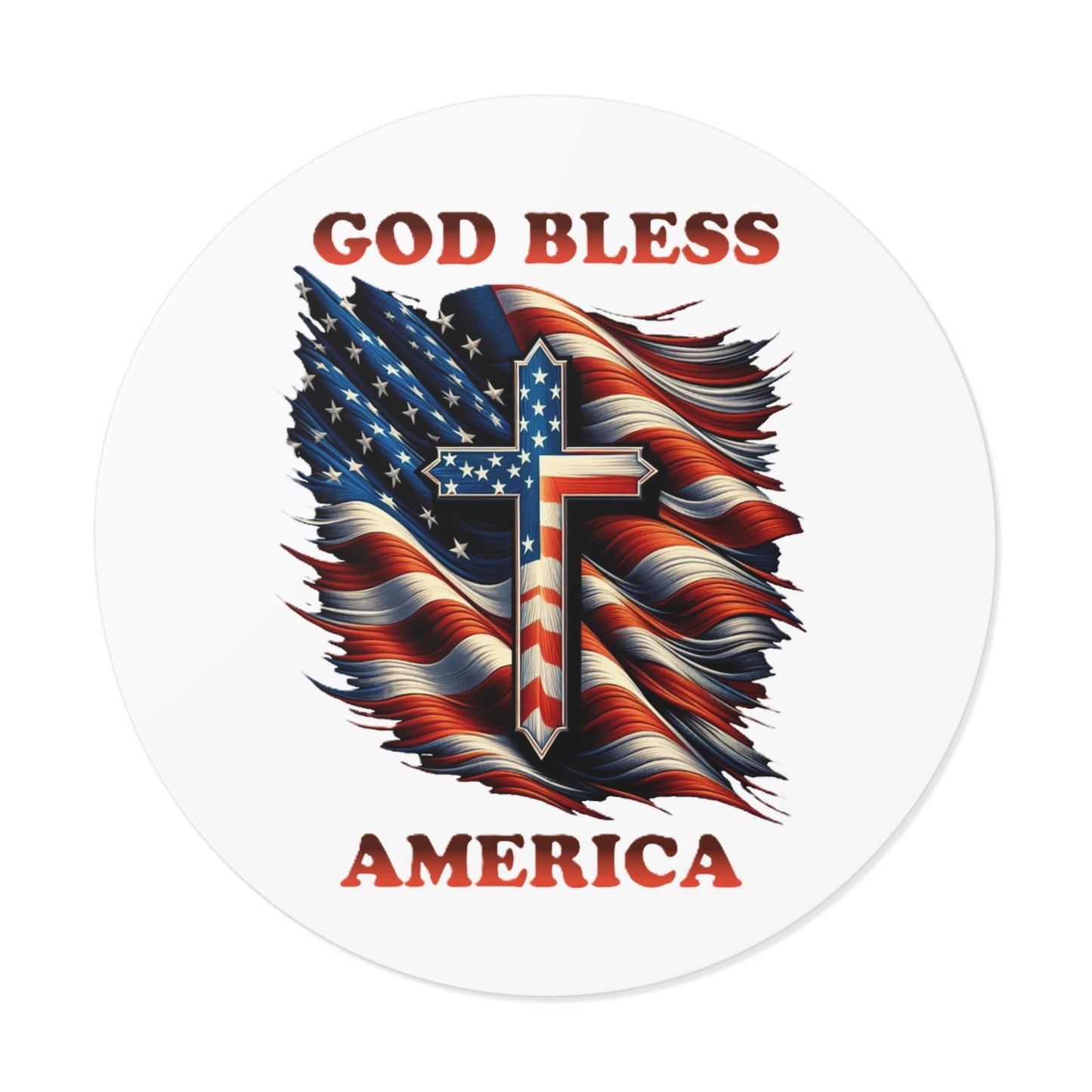 Round Vinyl Stickers "GOD BLESS AMERICA"