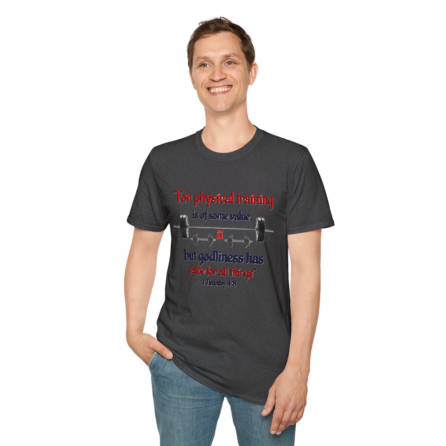 Christian Verse Softstyle T-Shirt - 1 Timothy 4:8
