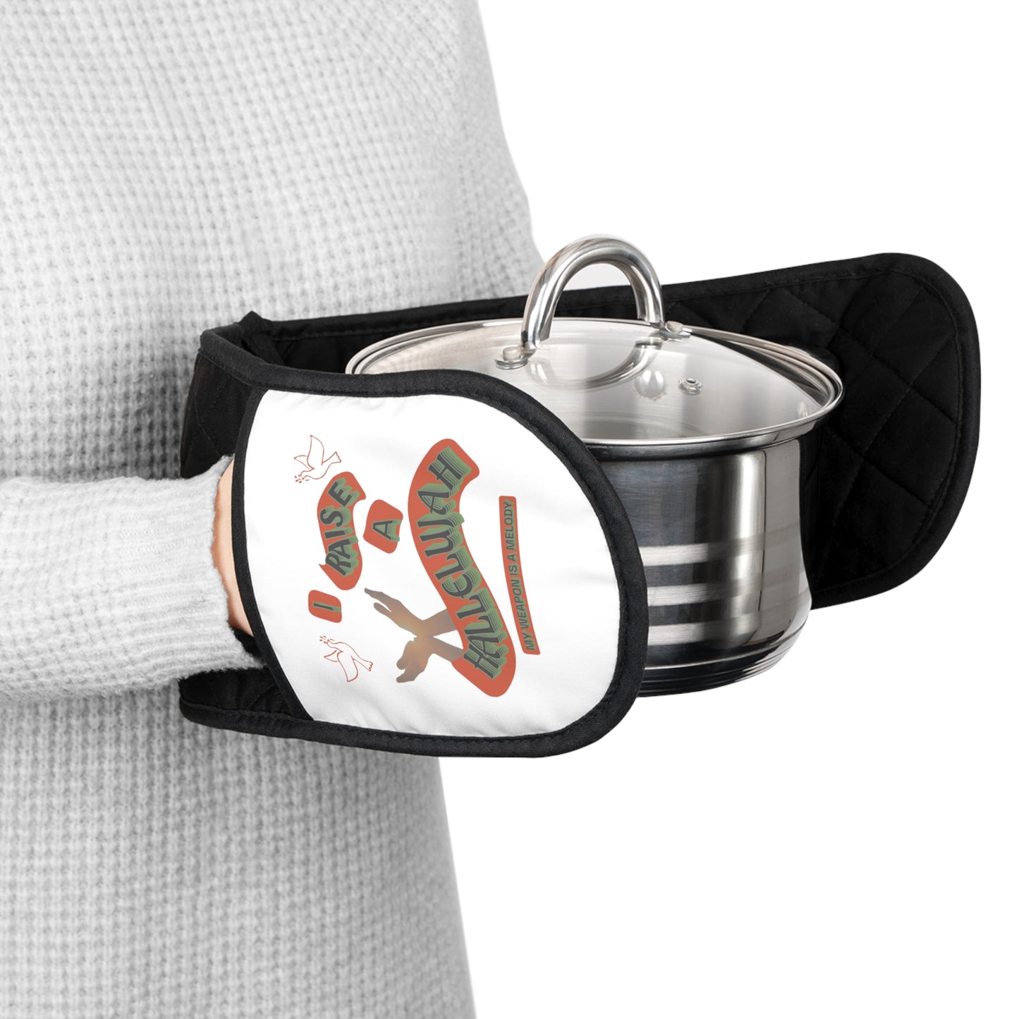 Oven Mitts - I Raise A Hallelujah Design