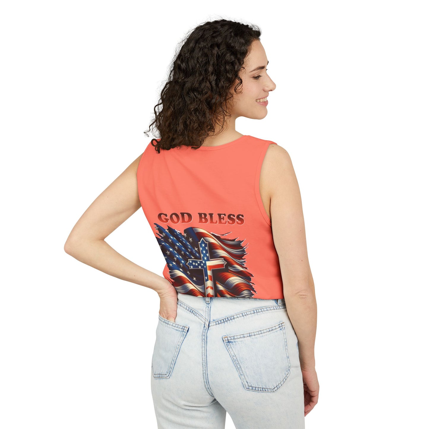 Unisex Garment-Dyed Tank Top "GOD BLESS AMERICA"